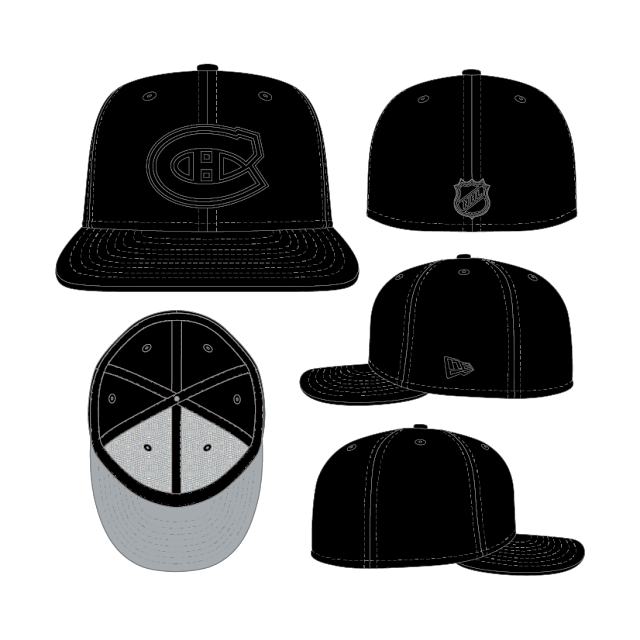 Montreal Canadiens NHL New Era Men's Black on Black 59Fifty Fitted Hat