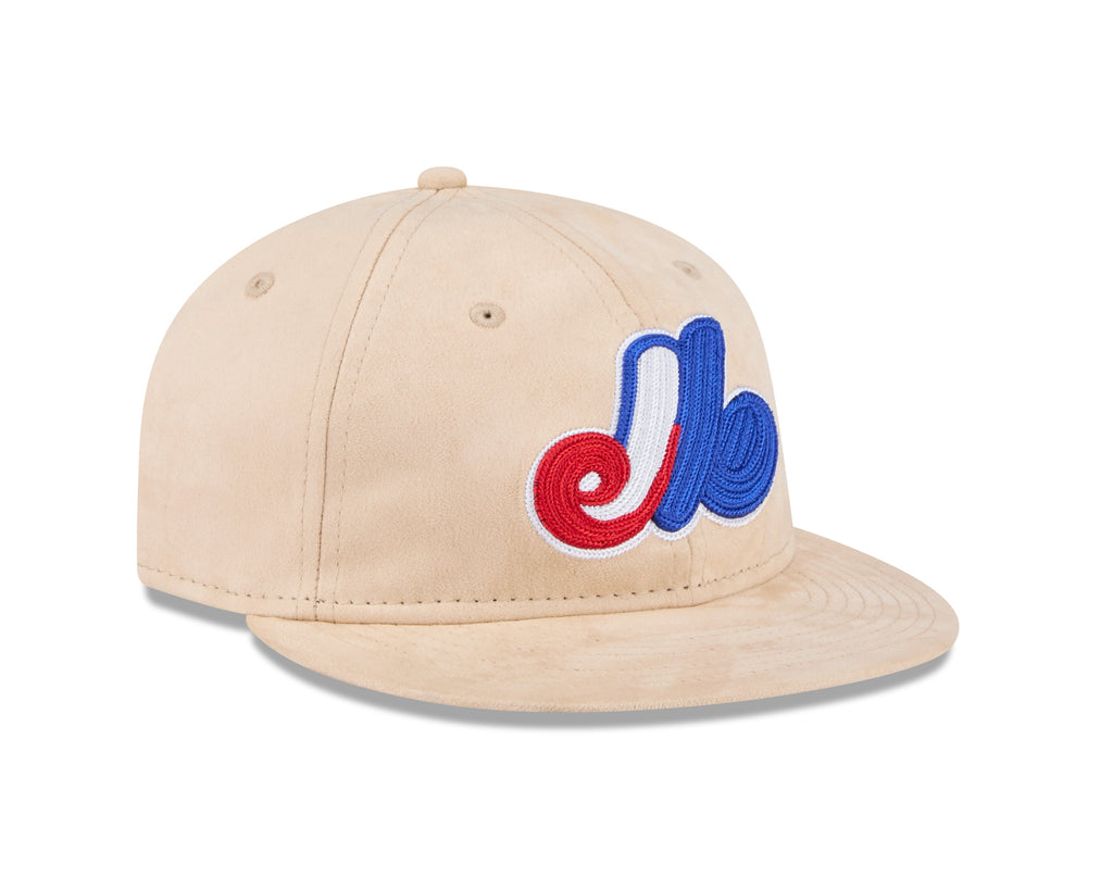 Montreal Expos MLB New Era Men's Beige Suede 9Fifty Retro Crown Cooperstown Snapback