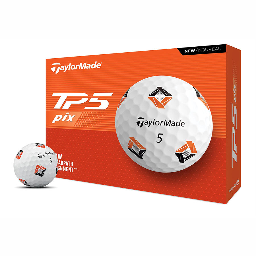 TaylorMade TP5 pix Golf Balls - White/Orange