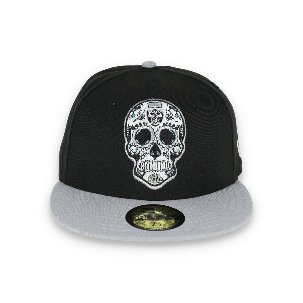 NEW ERA LAS VEGAS RAIDERS SUGAR SKULL 59FIFTY FITTED HAT-BLACK/GREY