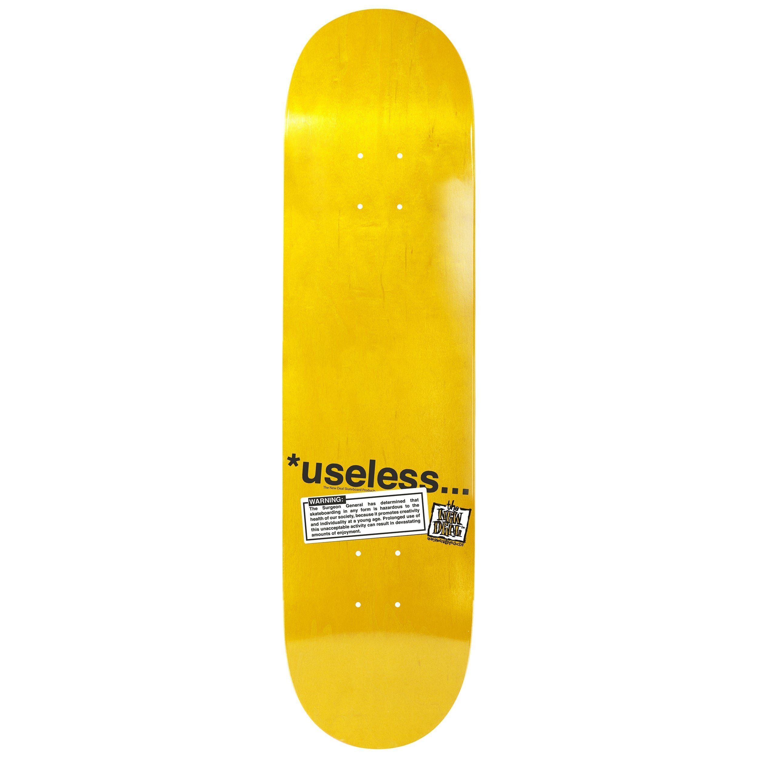 New Deal Skateboard Deck Useless Wooden Toys PAL Popsicle Yellow 8.25" x 32"