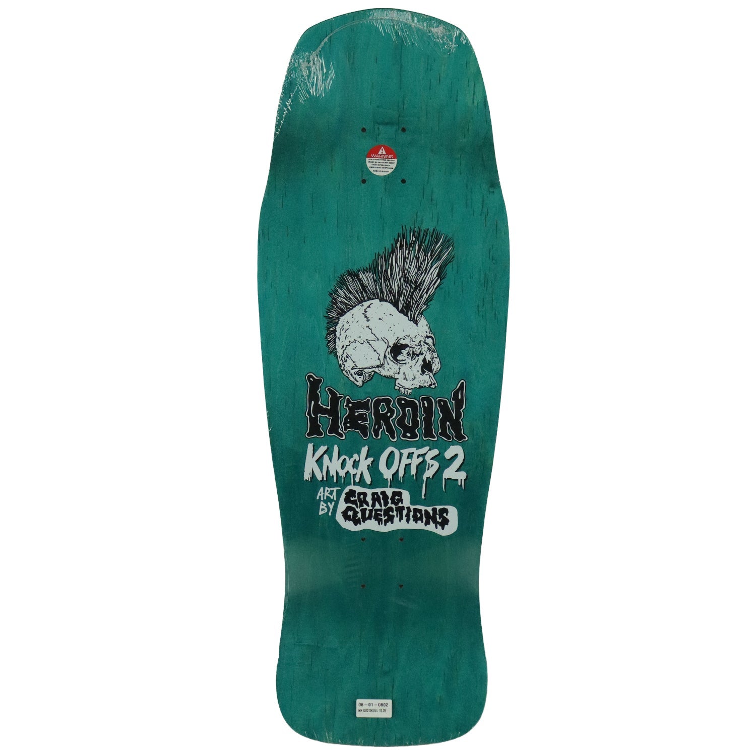 Heroin Skateboard Deck Nolan Houghton KO2 Skull 10.25" x 30.5"