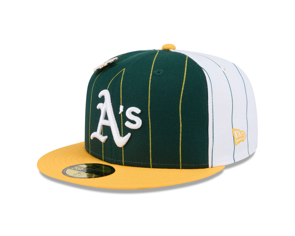 Oakland Athletics MLB New Era Men's Green 59Fifty Two Tone Pinstripe Fitted Hat