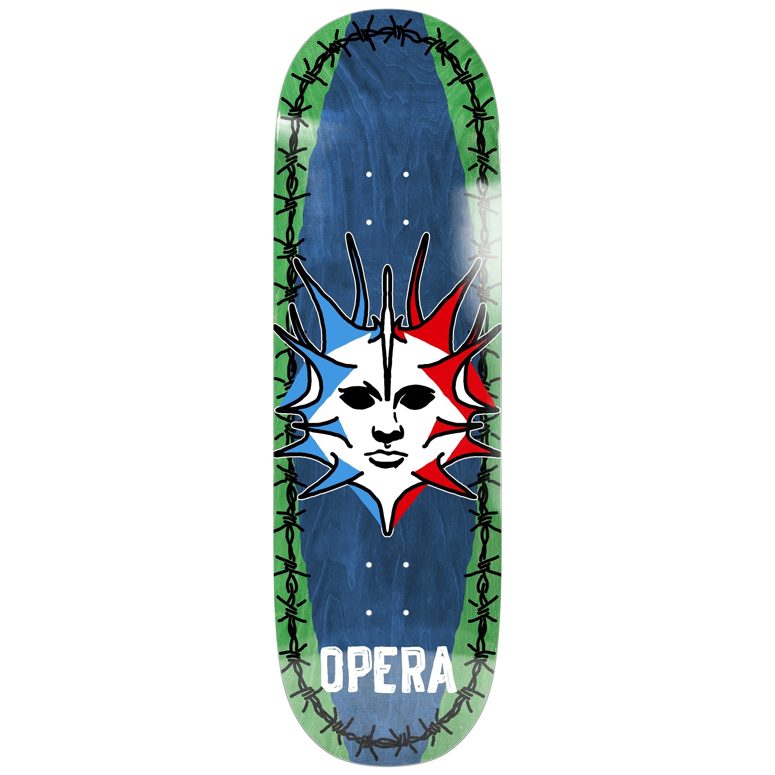 Opera Skateboard Deck Fatties Torn Spike Blue/Green 10" x 31.85"