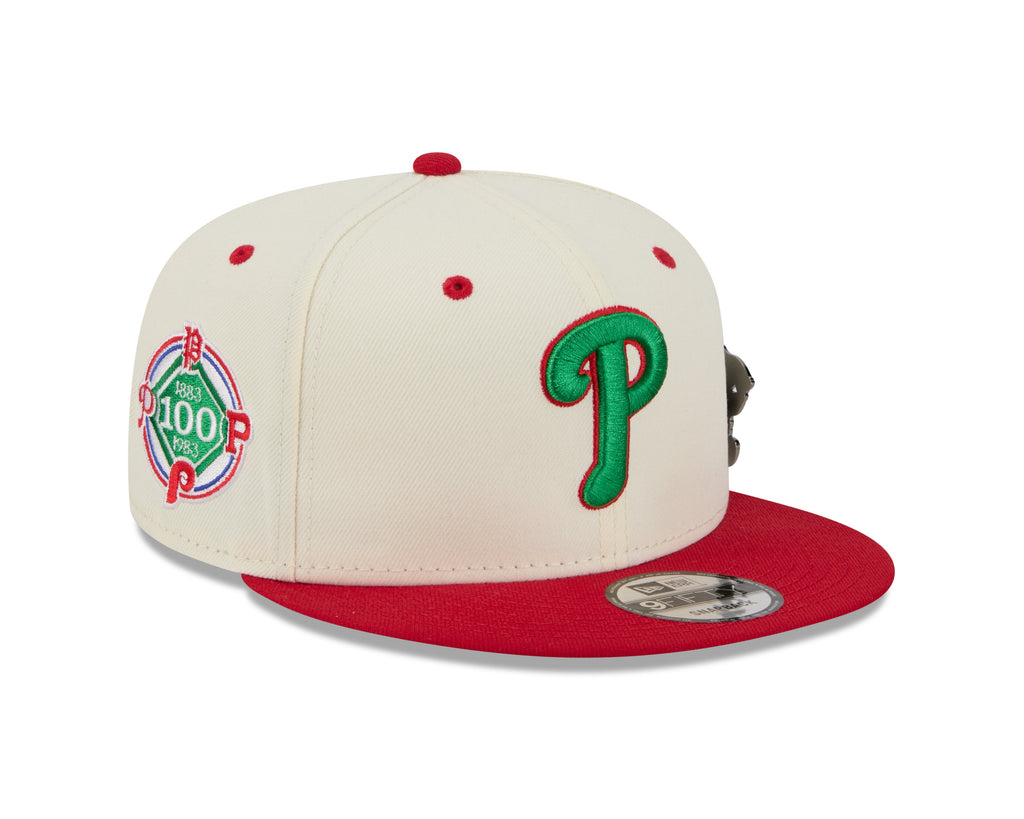 Philadelphia Phillies MLB New Era Men's Cream/Red 9Fifty Mascot Pin Snapback