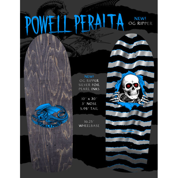 Powell Peralta Skateboard Deck OG Ripper Silver Foil Old School Reissue