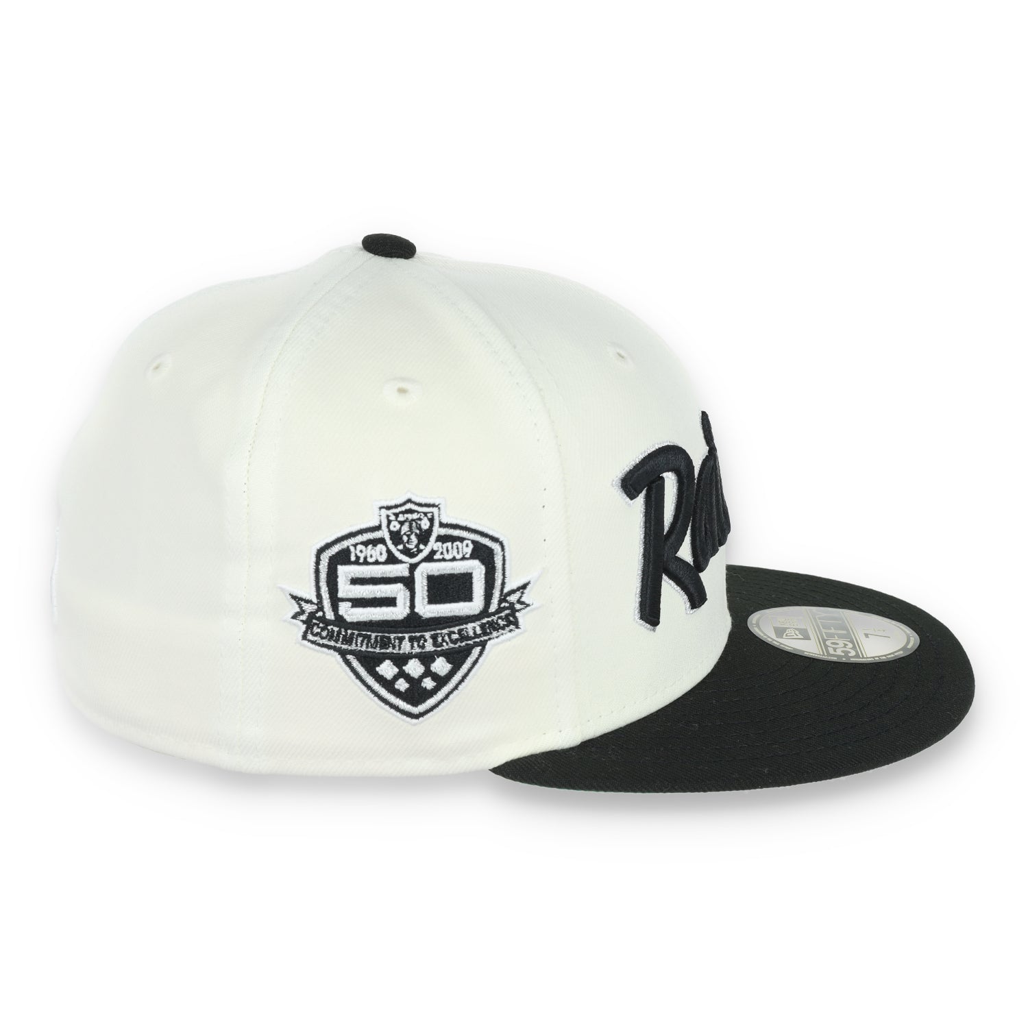 Las Vegas Raiders Script 50th Anniversary Side Patch New Era 59Fifty Fitted-Chrome/Black