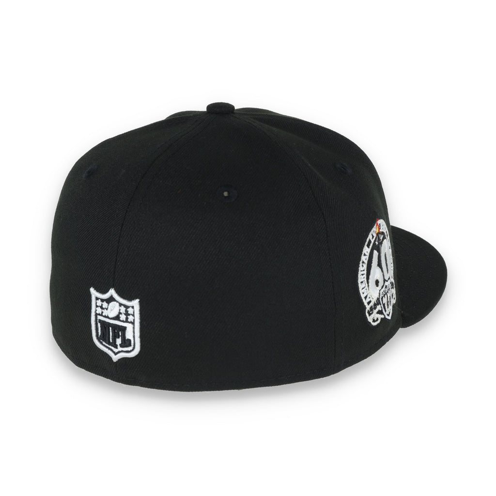 Las Vegas Raiders Shield 60th Anniversary Side Patch New Era 59Fifty Fitted-Black/White