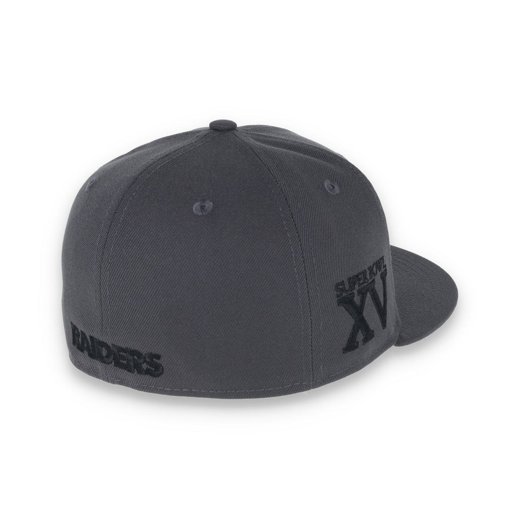 Las Vegas Raiders Shield Super Bowl XV Side Patch New Era 59Fifty Fitted-Grey/Black