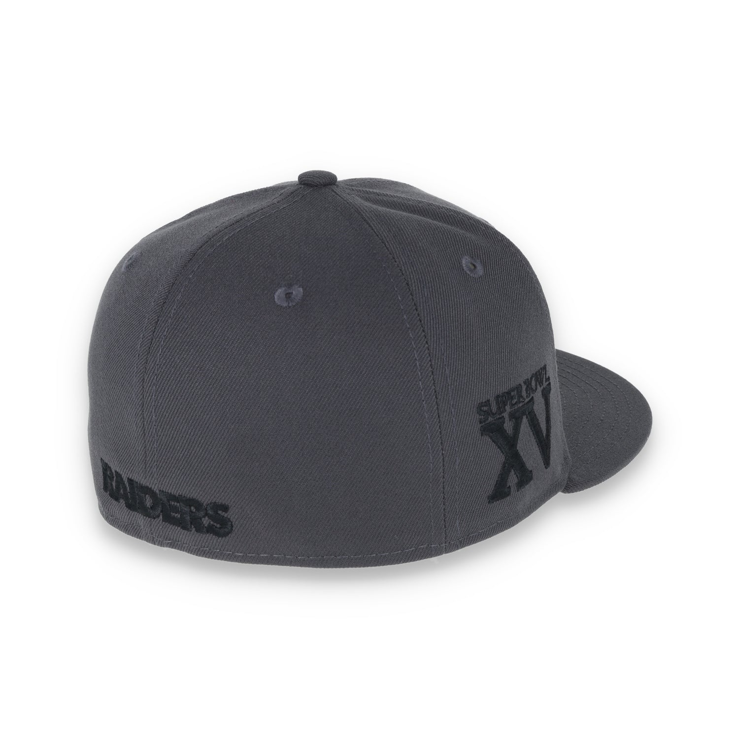 Las Vegas Raiders Shield Super Bowl XV Side Patch New Era 59Fifty Fitted-Grey/Black