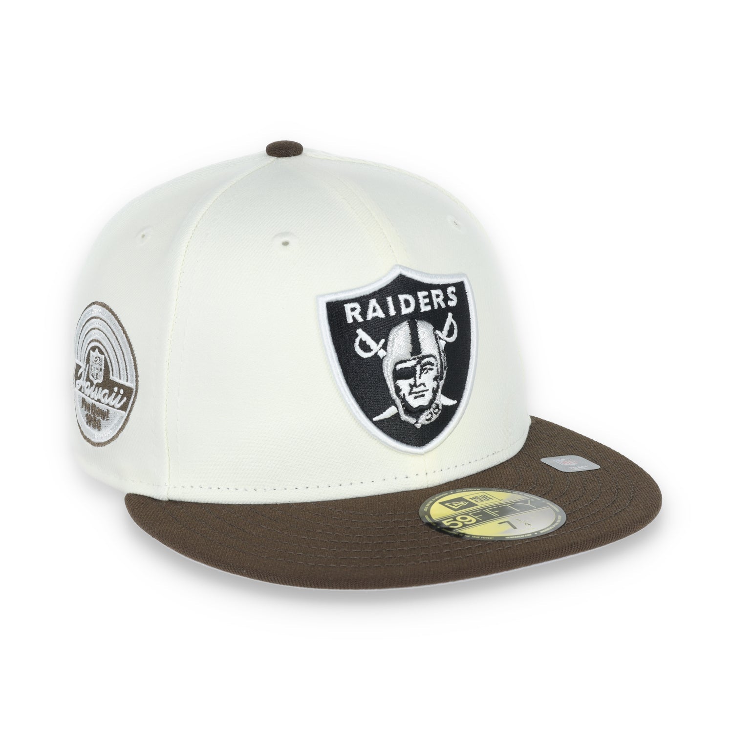 Las Vegas Raiders Shield 1980 Hawaii Pro Bowl  Side Patch New Era 59Fifty Fitted-Chrome/Walnut