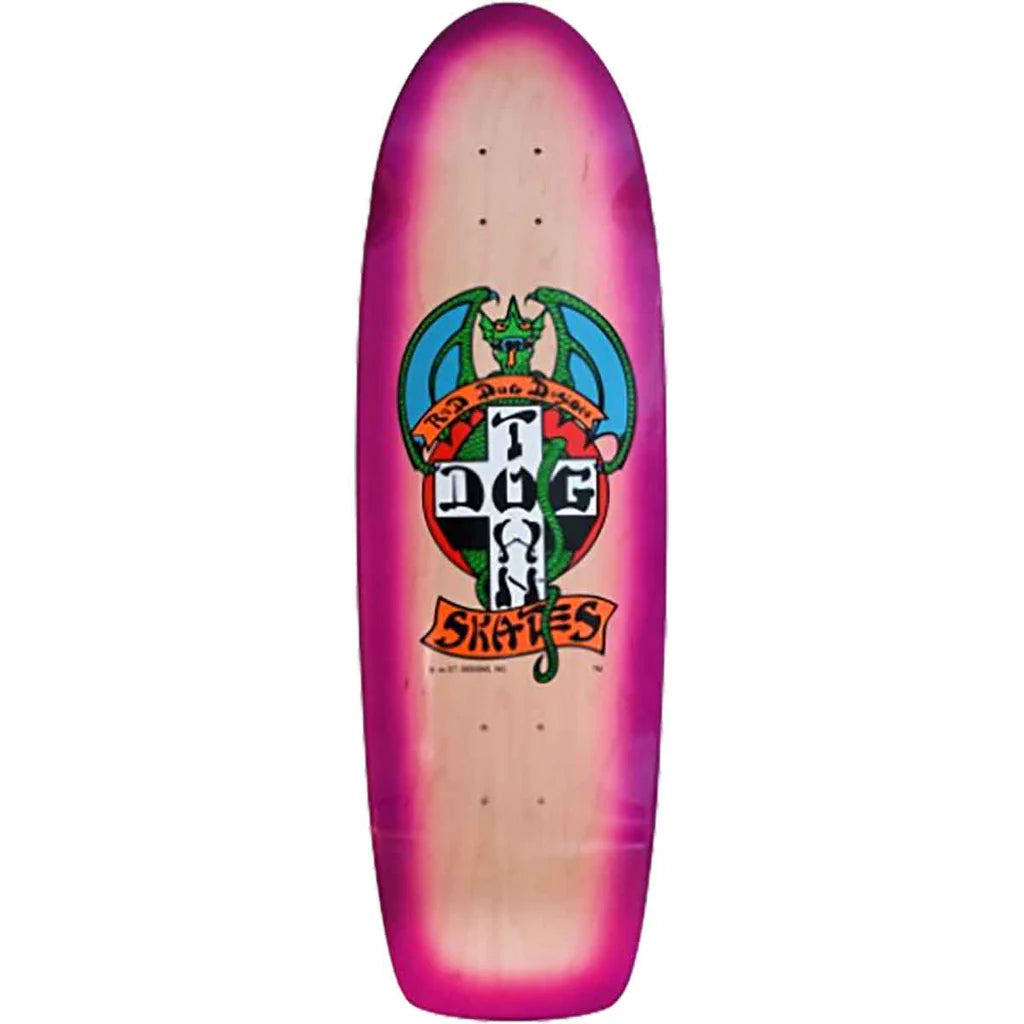 Dogtown Skateboard Deck Red Dog OG 70s Rider Natural/Purple 9.135" x 30.371"