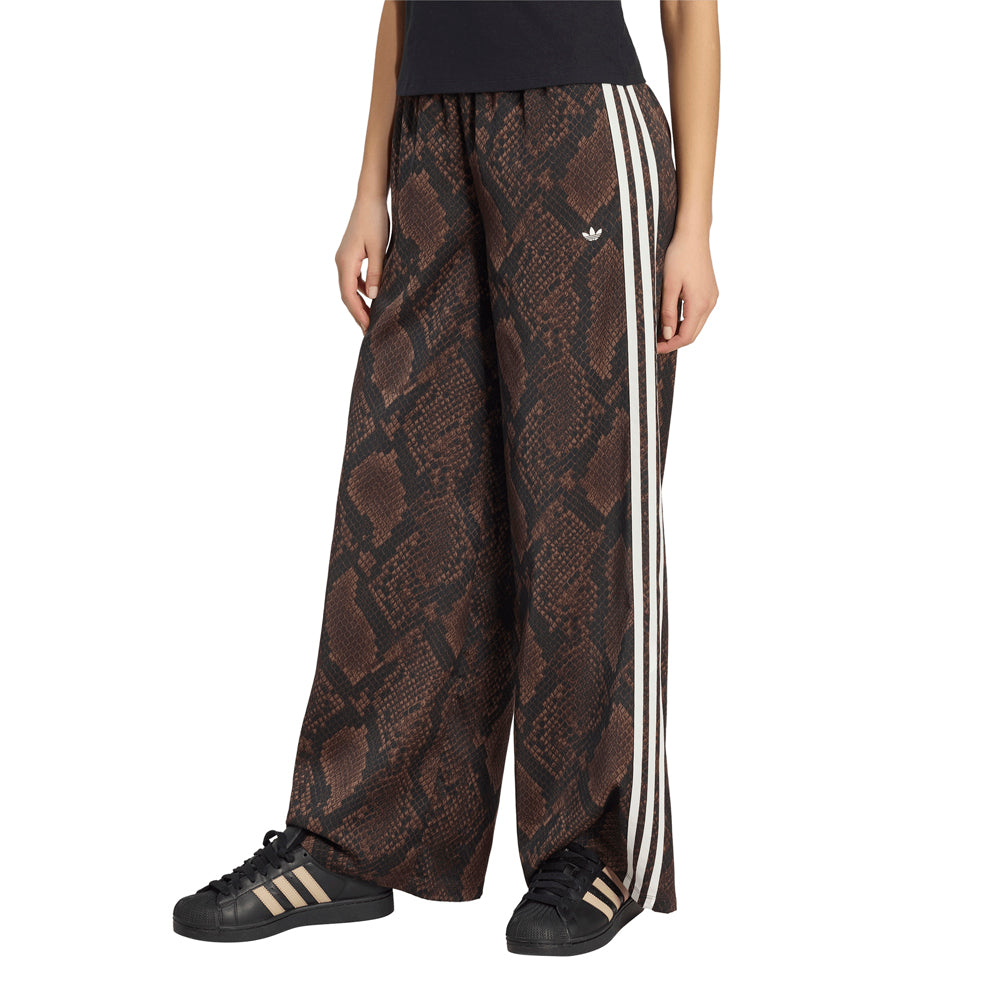Satin Snake Print Wide Leg Track Pants