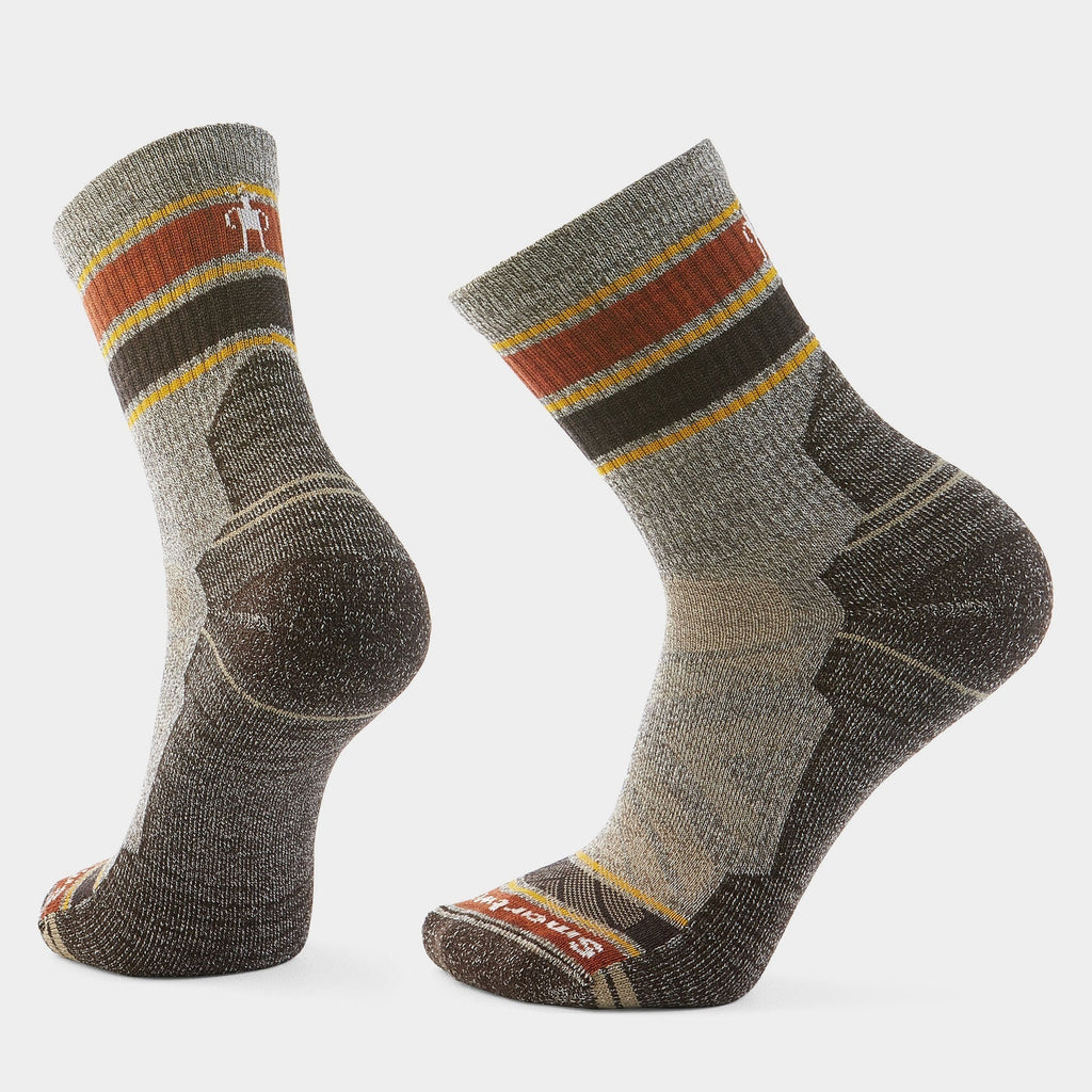Smartwool - Hike Light Cushion Striped Mid Crew Socks - Taupe Natural Marl