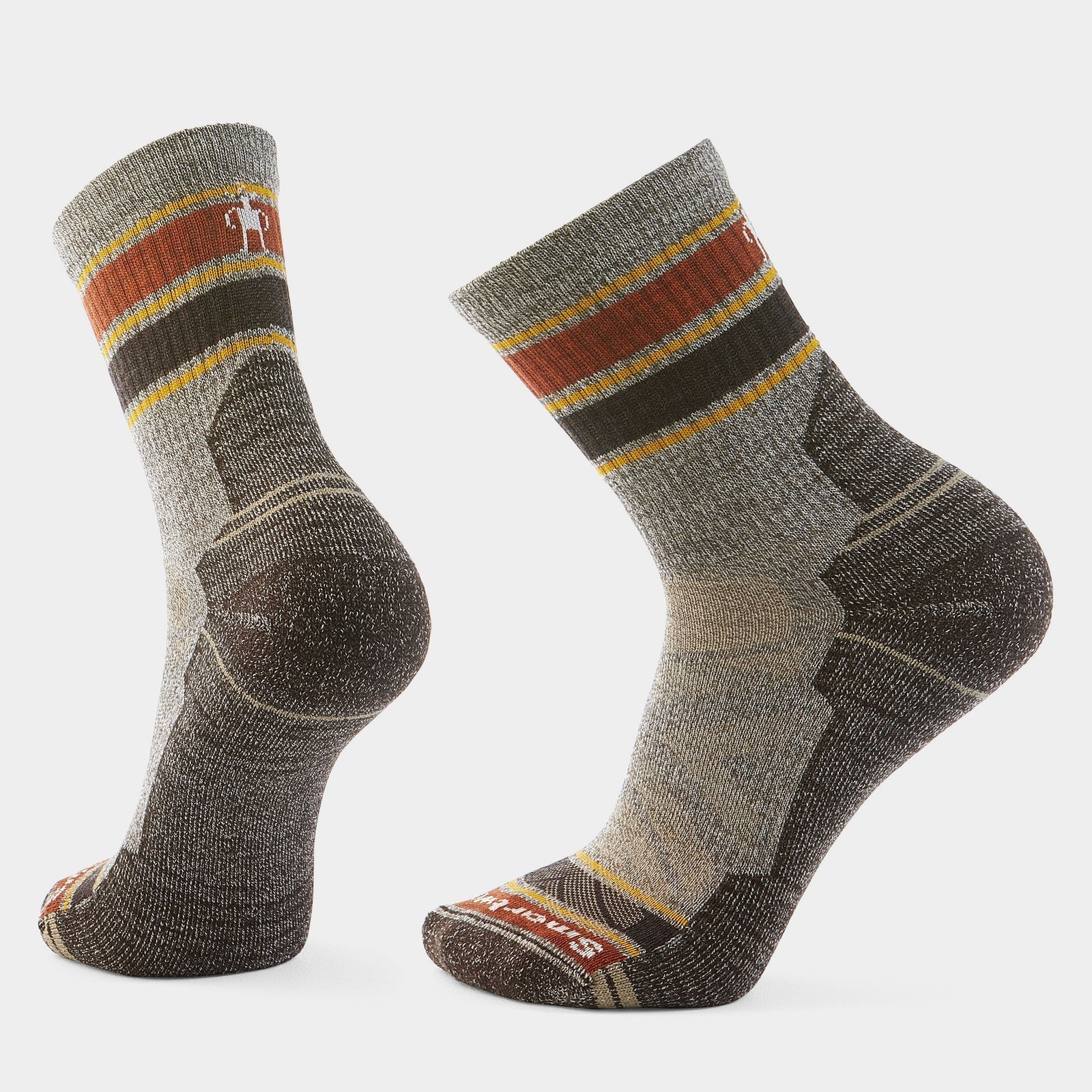 Smartwool - Hike Light Cushion Striped Mid Crew Socks - Taupe Natural Marl