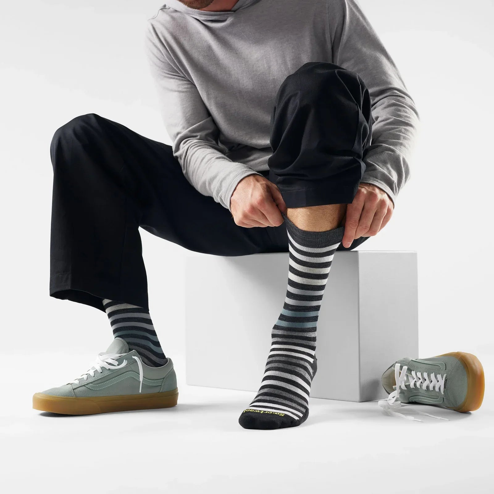 Smartwool - Everyday Spruce Street Crew Socks - Black White