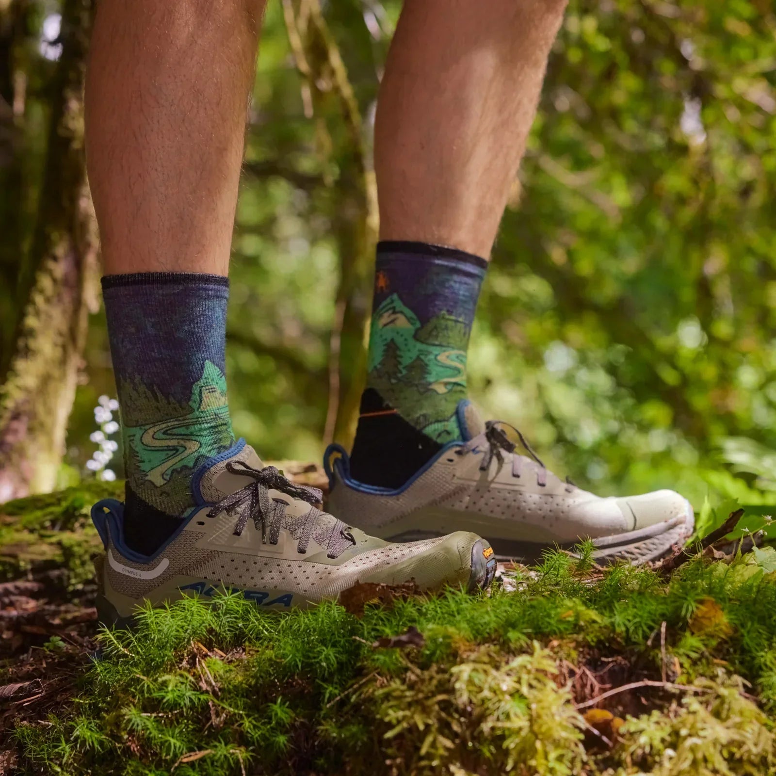 Smartwool - Trail Run Targeted Cushion Neature Print Crew Socks - Twilight Blue