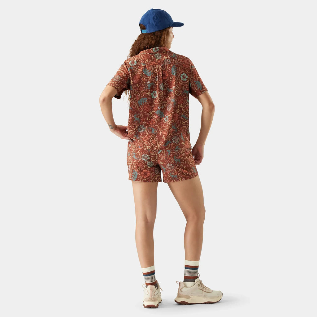 Smartwool - Women’s Everyday Short Sleeve Button Down - Burnt Sienna Paisley