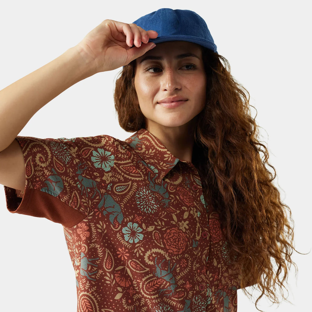 Smartwool - Women’s Everyday Short Sleeve Button Down - Burnt Sienna Paisley