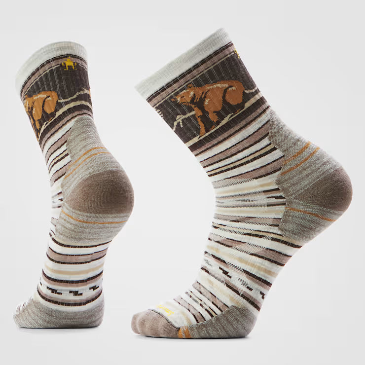 Smartwool - Hike Targeted Cushion Bear Stripe Mid Crew Socks - Ash