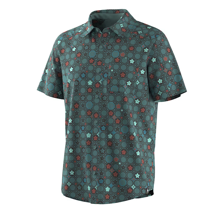 Smartwool - Men's Everyday Short Sleeve Button Down - Dusty Teal Geo Floral