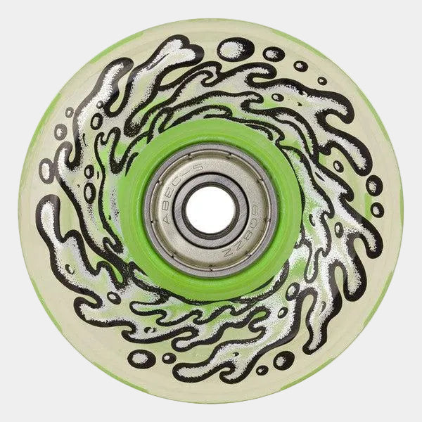 Santa Cruz Slime Balls Light Ups Green LED Wheels 60mm 78a Clear Green