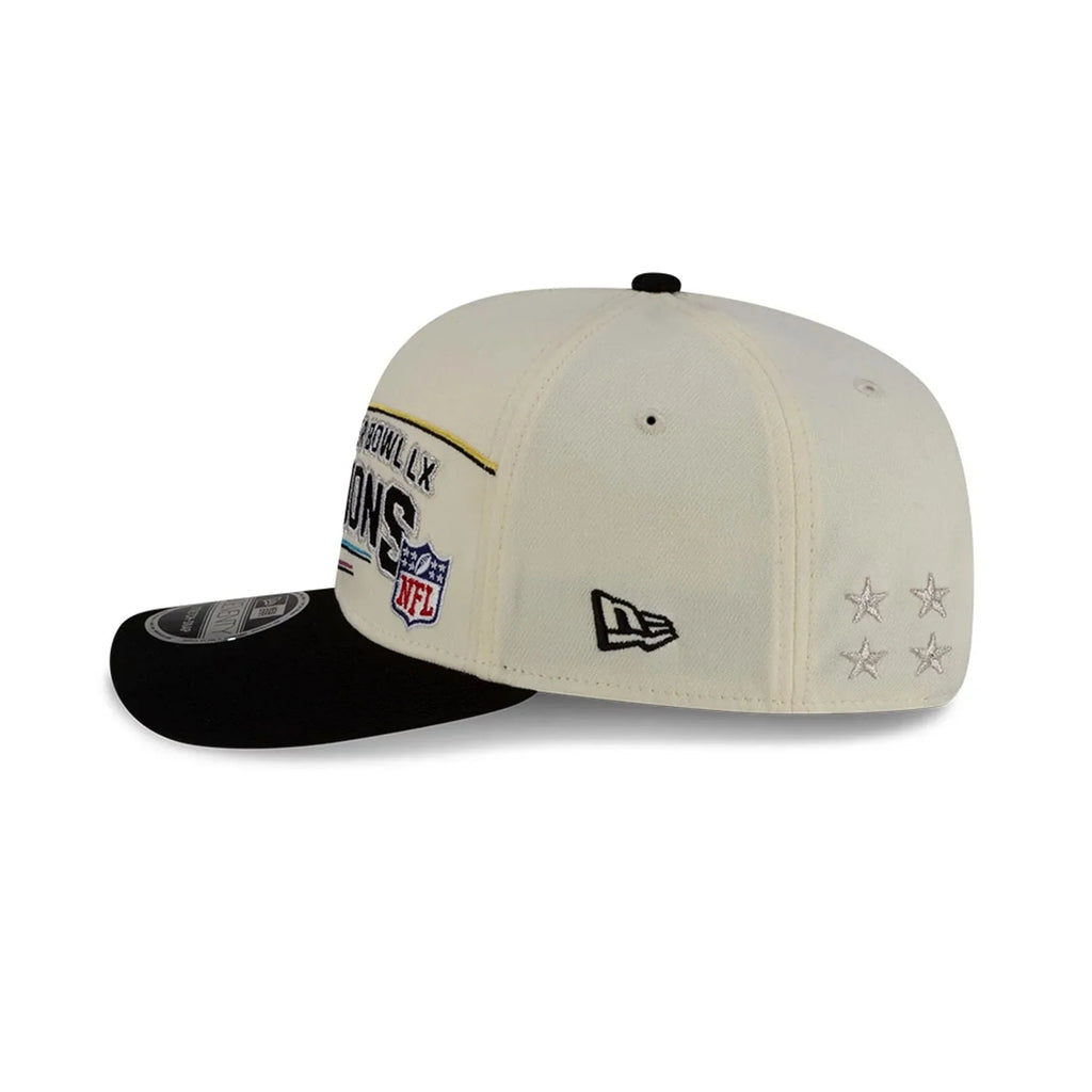 Seattle Seahawks NFL New Era Men's Cream 9SEVENTY Super Bowl LX Champions Locker Room Stretch Snapback