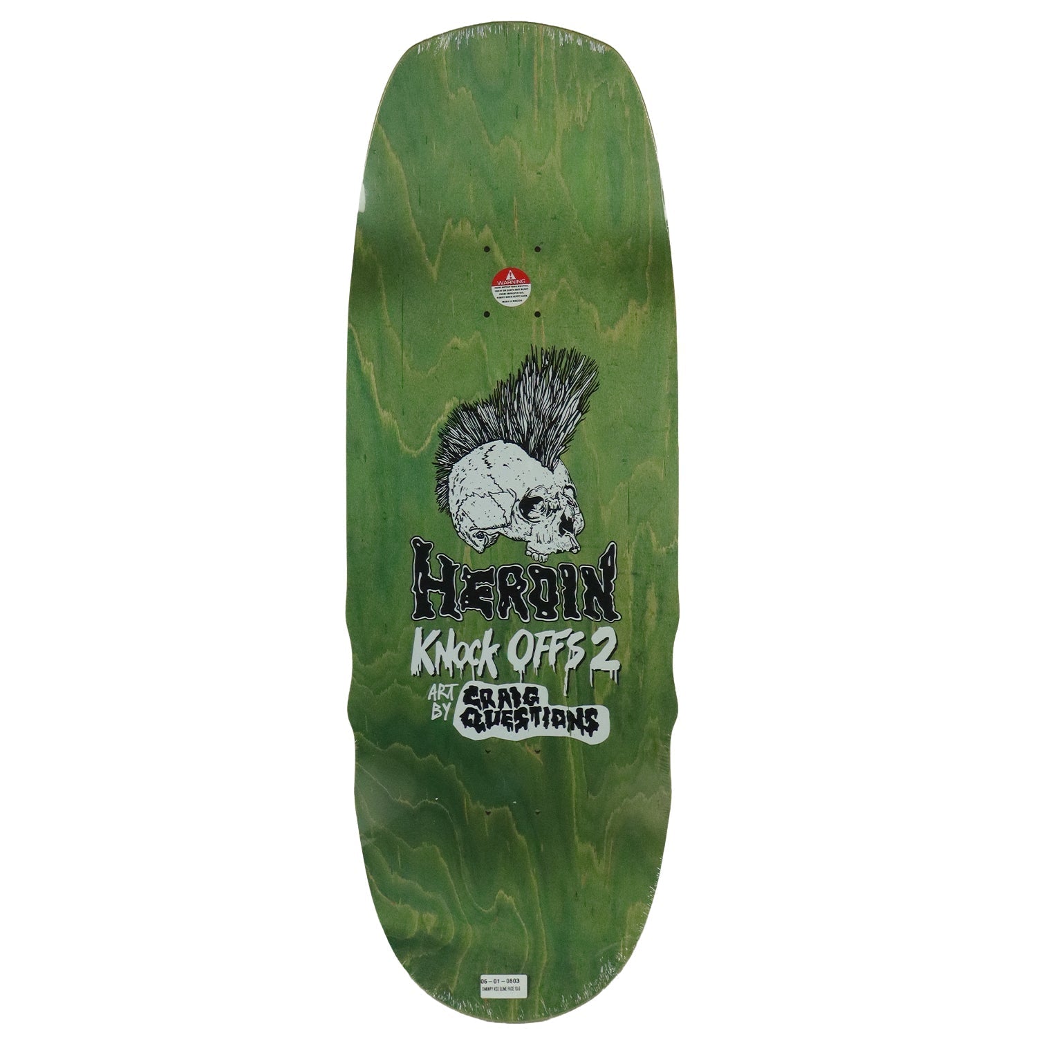 Heroin Skateboard Deck Swampy KO2 Slime Face 10.6" x 32.1"