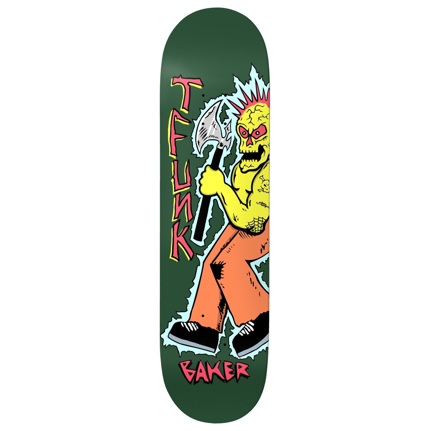 Baker Skateboard Deck T-Funk Axe Man Green 8.38" x 32"