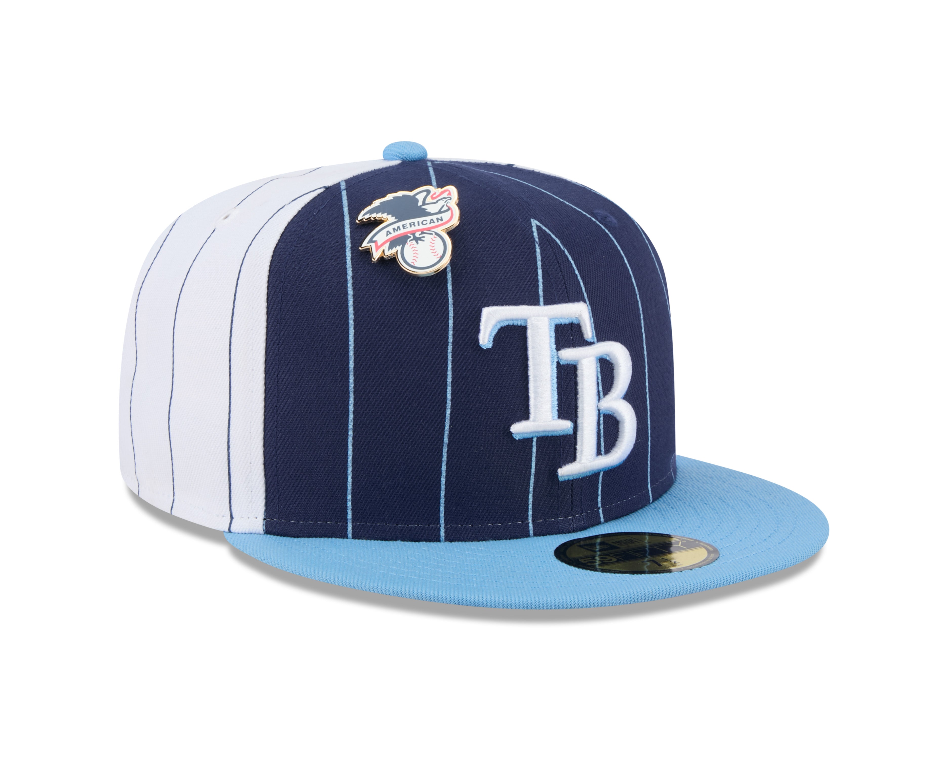 Tampa Bay Rays MLB New Era Men's Royal Blue 59Fifty Two Tone Pinstripe Fitted Hat
