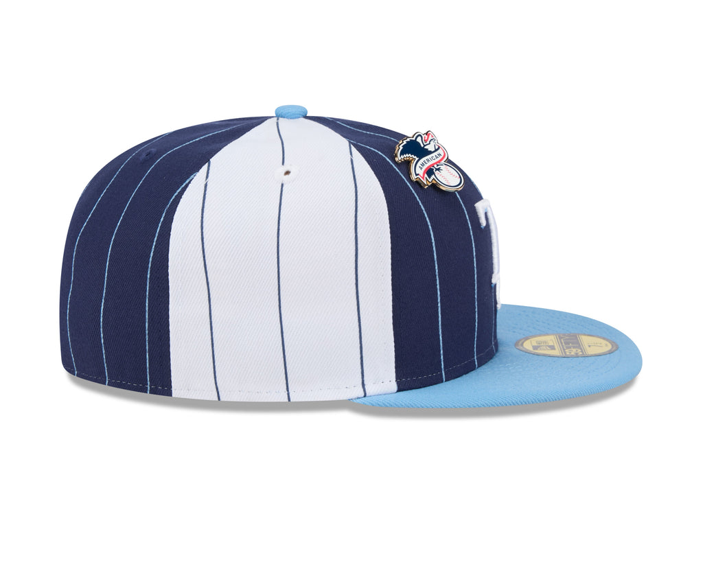 Tampa Bay Rays MLB New Era Men's Royal Blue 59Fifty Two Tone Pinstripe Fitted Hat