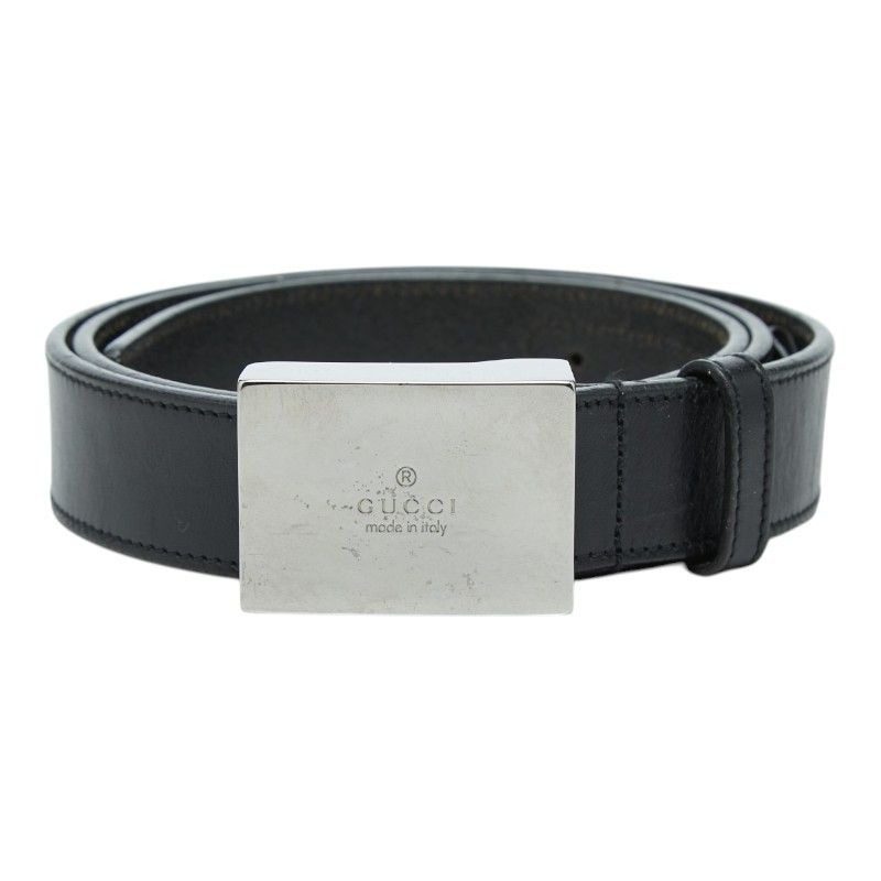 Gucci Logo Buckle Belt 90 36 Black Leather