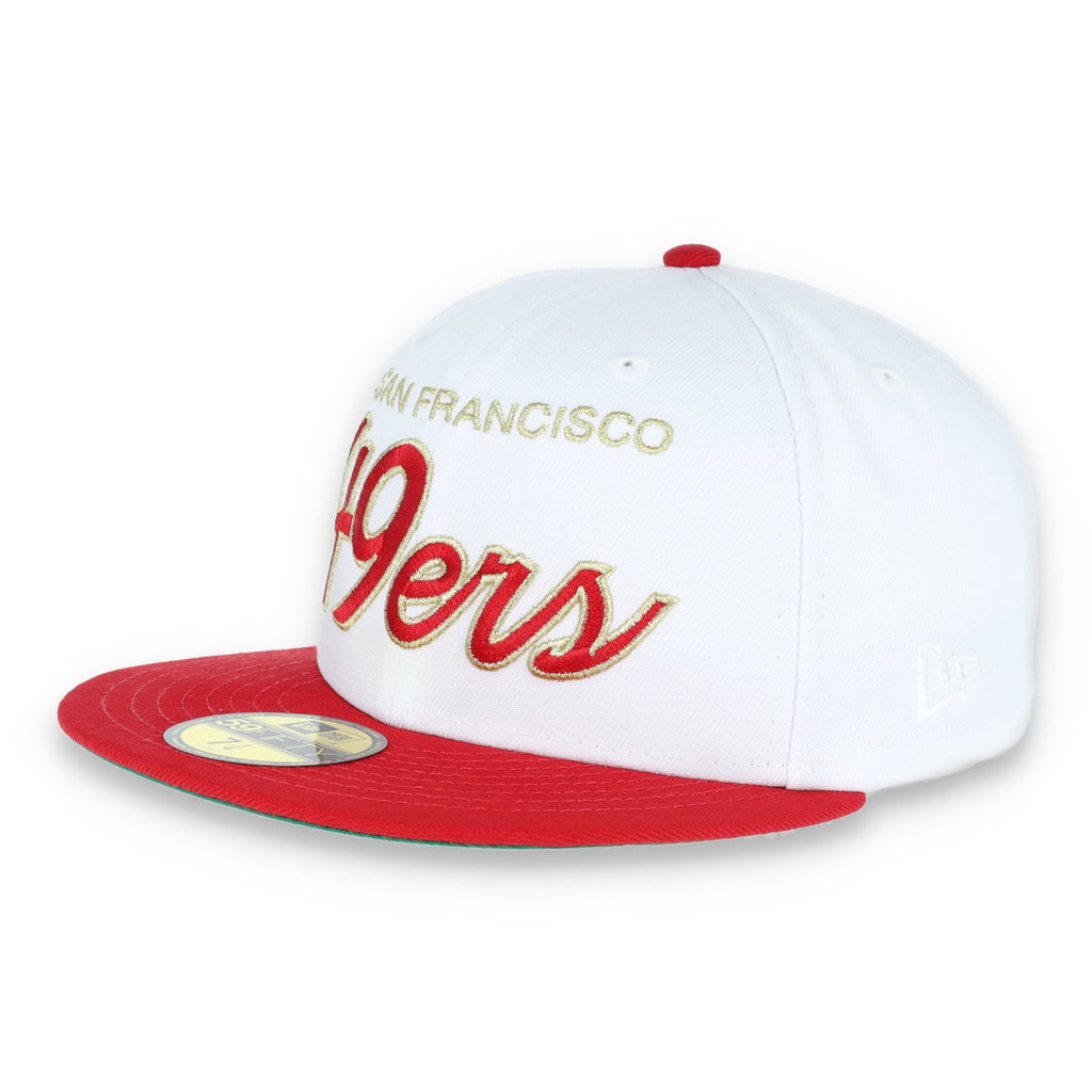 NEW ERA SAN FRANCISCO 49ERS 59FIFTY FITTED SCRIPT HAT-WHITE/GOLD/RED