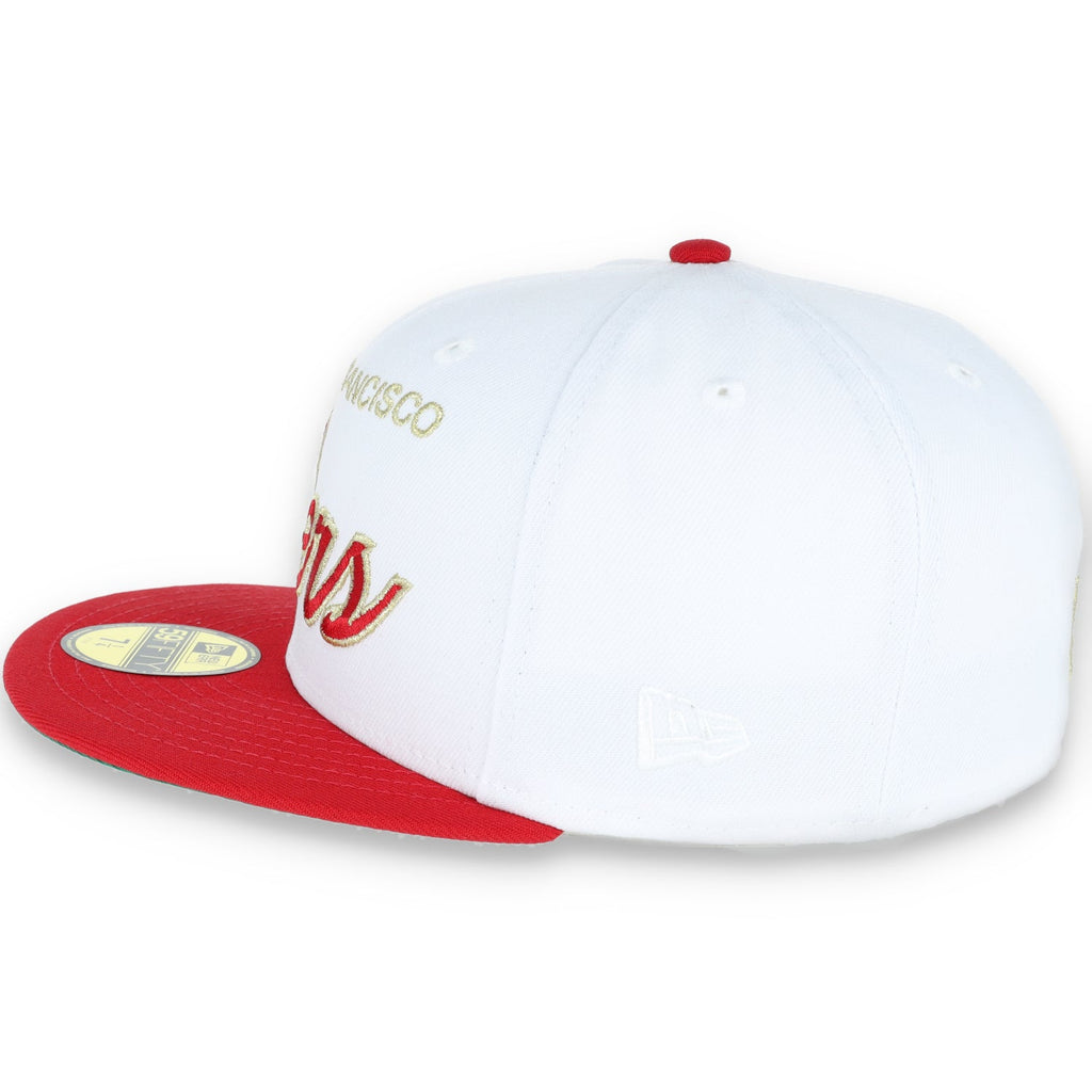 NEW ERA SAN FRANCISCO 49ERS 59FIFTY FITTED SCRIPT HAT-WHITE/GOLD/RED