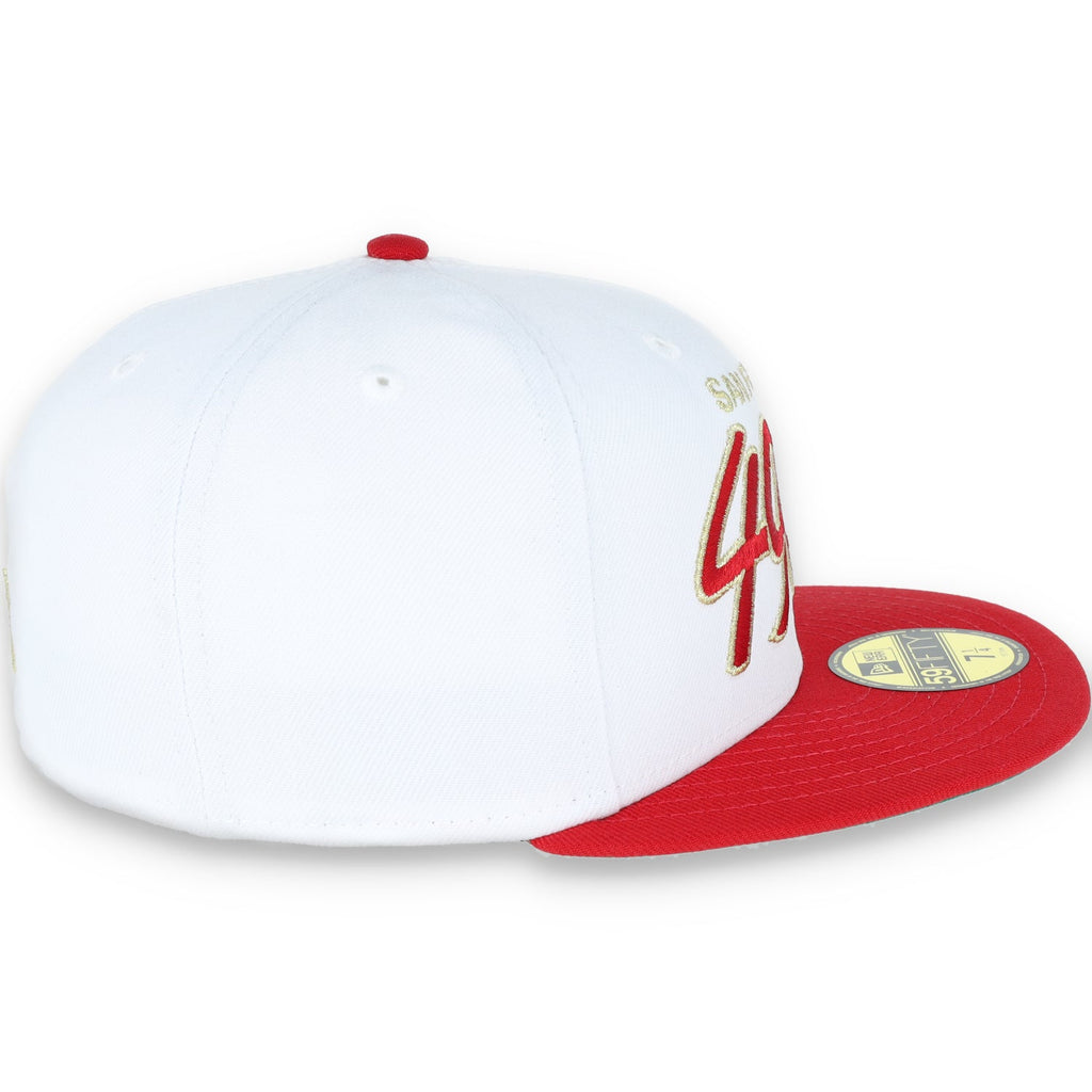 NEW ERA SAN FRANCISCO 49ERS 59FIFTY FITTED SCRIPT HAT-WHITE/GOLD/RED