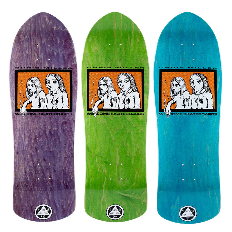 Welcome Skateboard Deck Miller Couple on Crossbone Assorted 10" x 30"