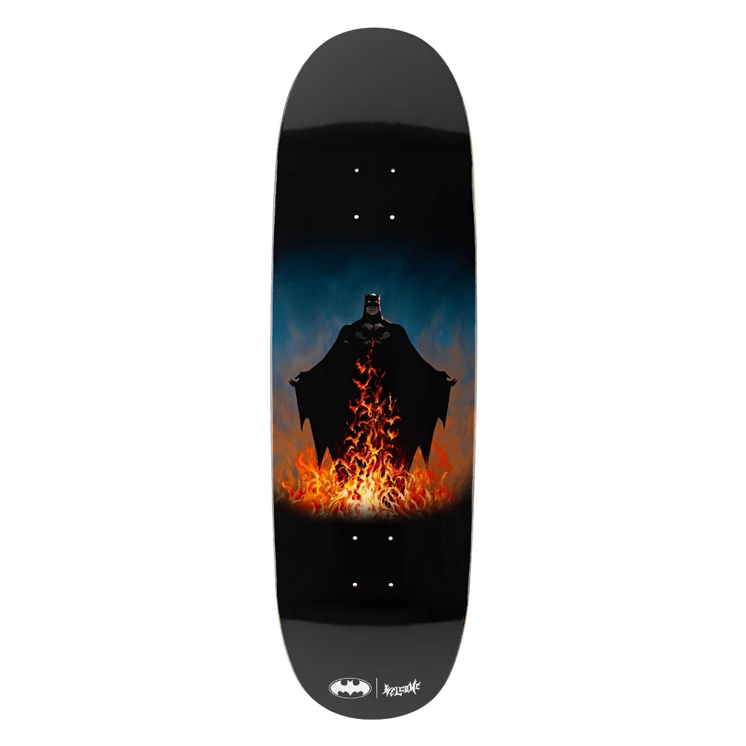 Welcome x Batman Skateboard Deck Bat Flames on Boline 2.0 Black 9.5"