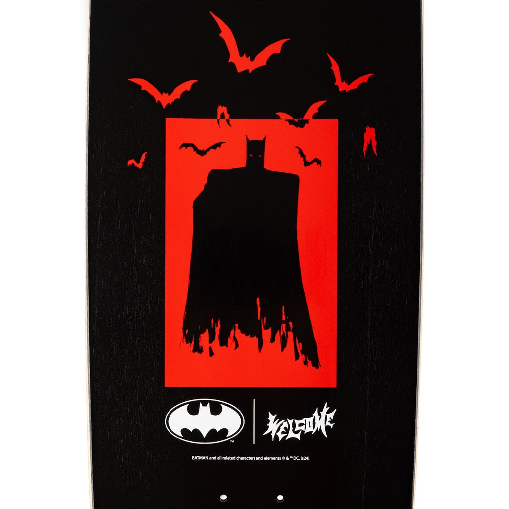 Welcome x Batman Skateboard Deck Bat Flames on Boline 2.0 Black 9.5"