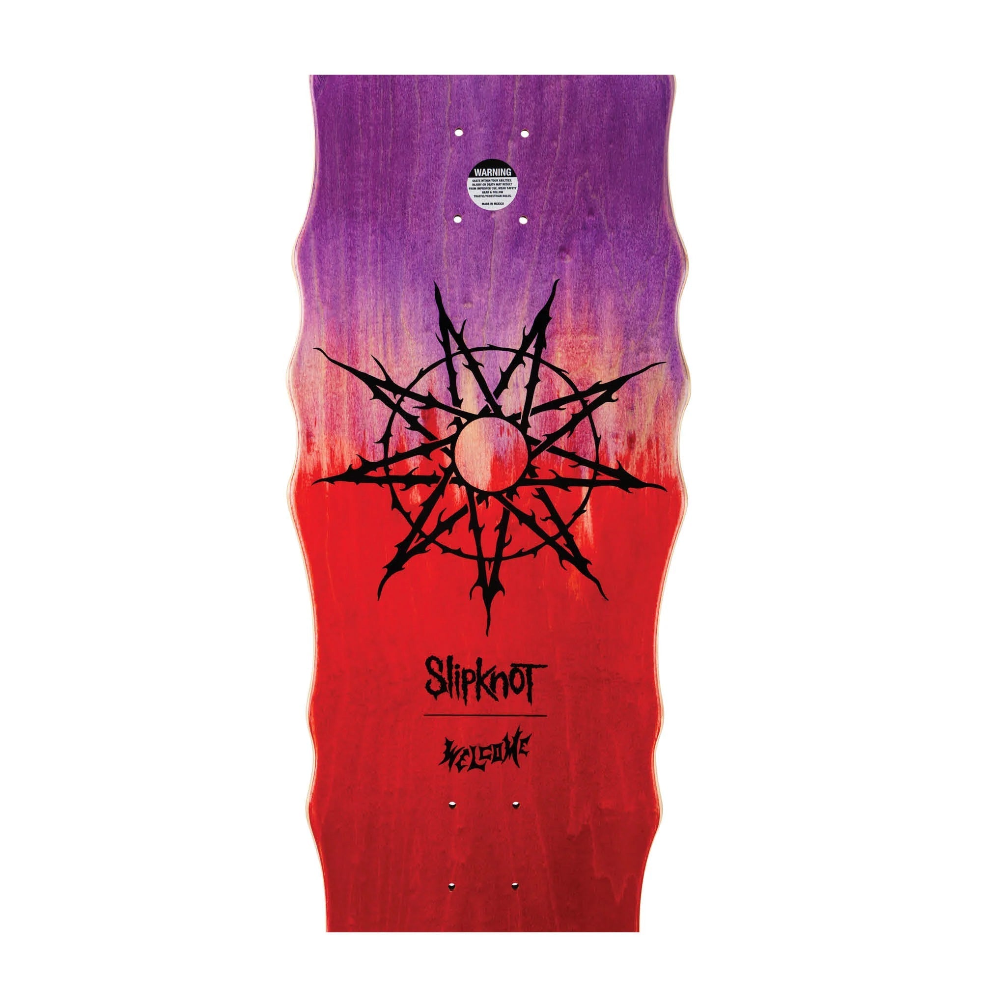 Welcome x Slipknot Skateboard Deck Tribal S On Widow Purple/Red Stain 10"