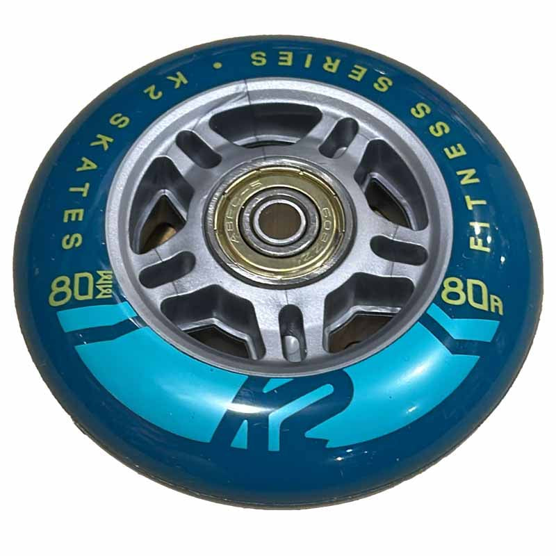 K2 Fitness 80mm/80A Wheels with ABEC 5 Bearings (Pack of 8)