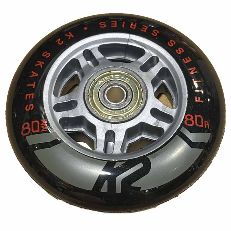 K2 Fitness 80mm/80A Wheels with ABEC 5 Bearings (Pack of 8)