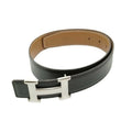 Hermes Belt Constance Black Gold Leather Reversible Silver