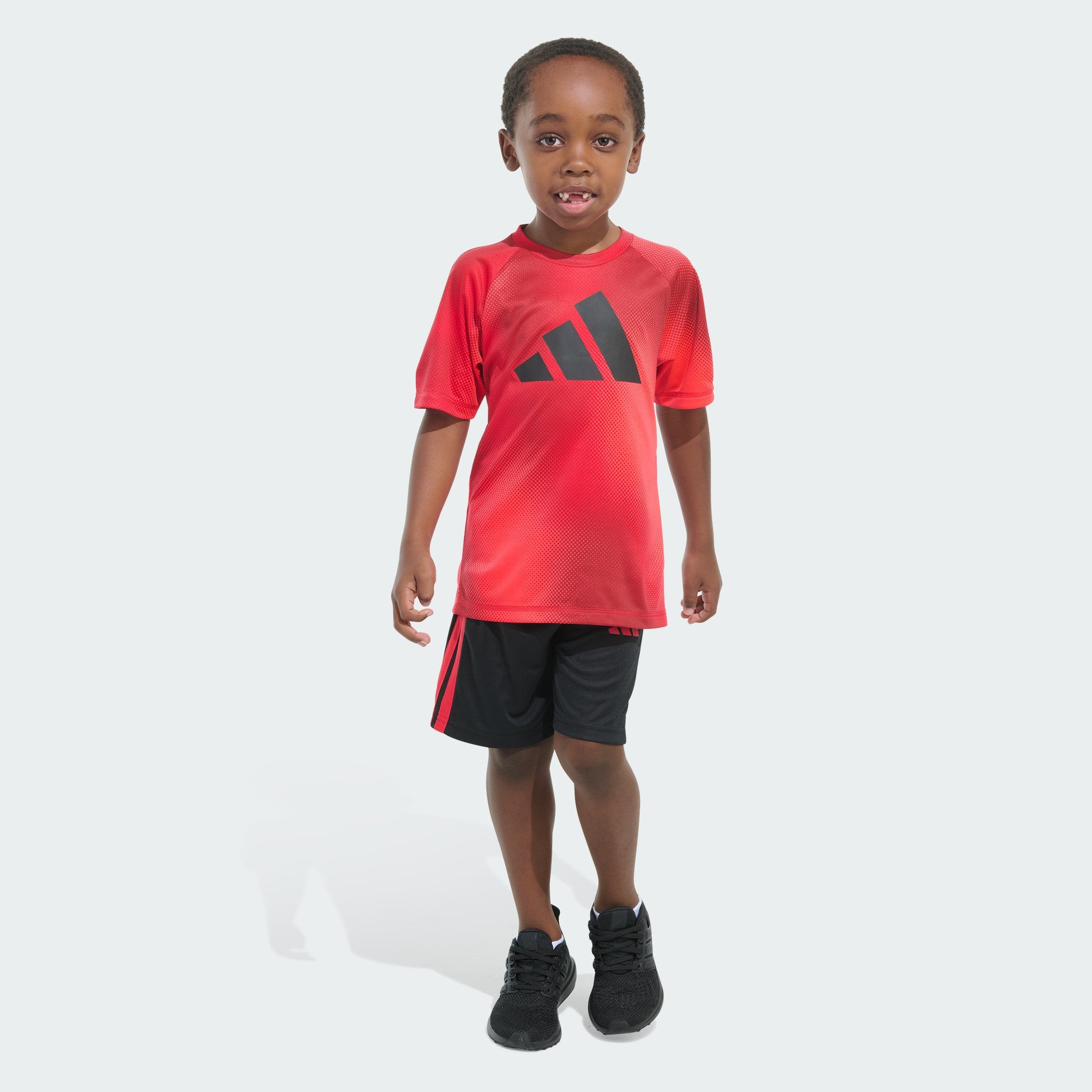 Kids' adidas Two-Piece Short Sleeve Raglan Printed Tee and Shorts Set