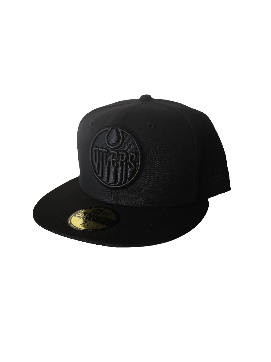 Edmonton Oilers NHL New Era Men's Black On Black 59Fifty Fitted Hat