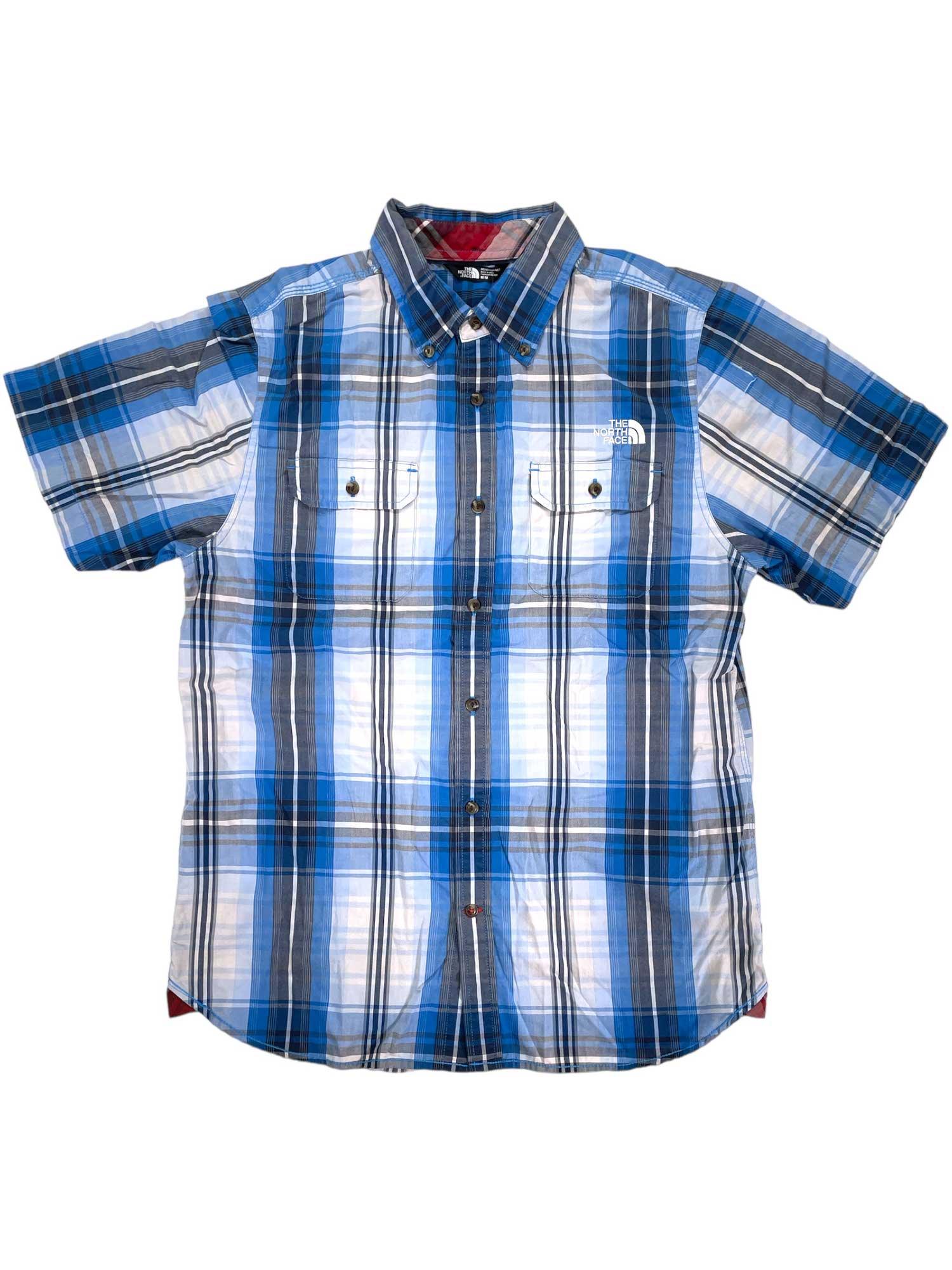 Mens Short Sleeve Button Down Plaid Shirt