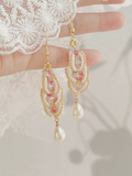 French Vintage Romance: Handmade Beaded Pearl Drop Earrings