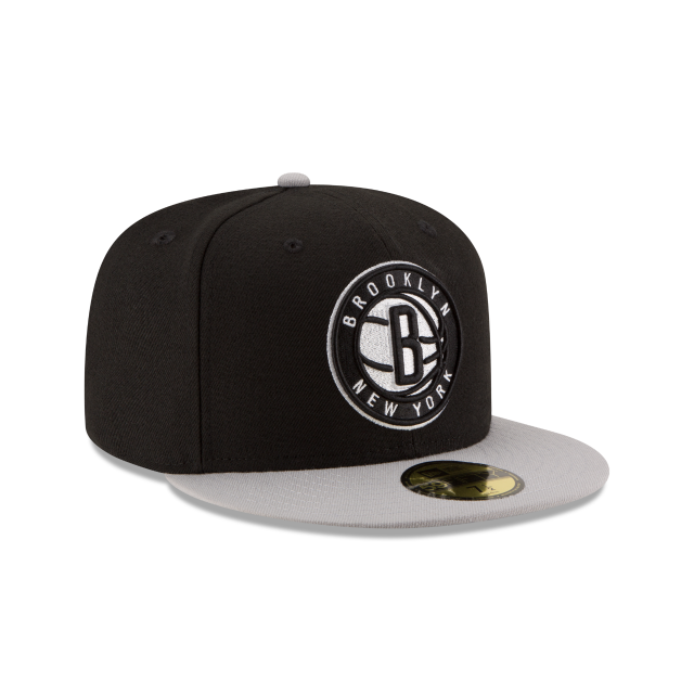 Brooklyn Nets NBA New Era Men's Black/Grey 59Fifty Two Tone Fitted Hat