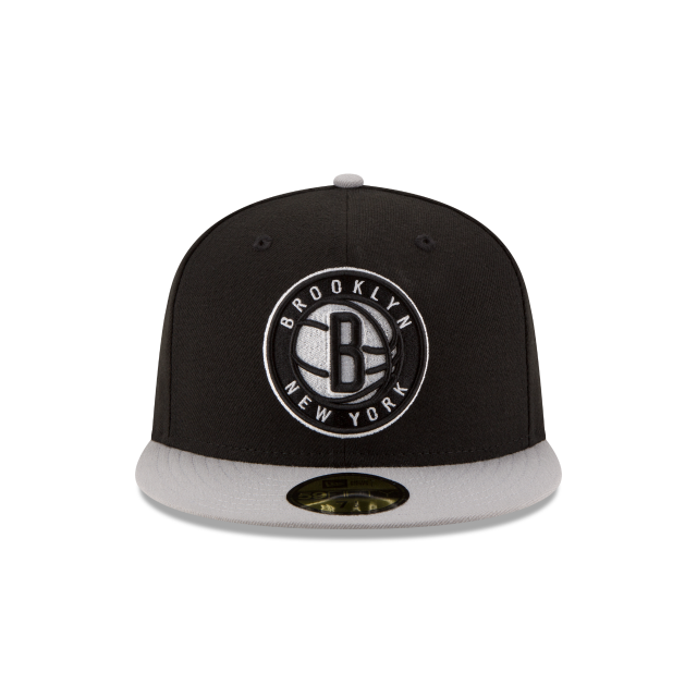 Brooklyn Nets NBA New Era Men's Black/Grey 59Fifty Two Tone Fitted Hat