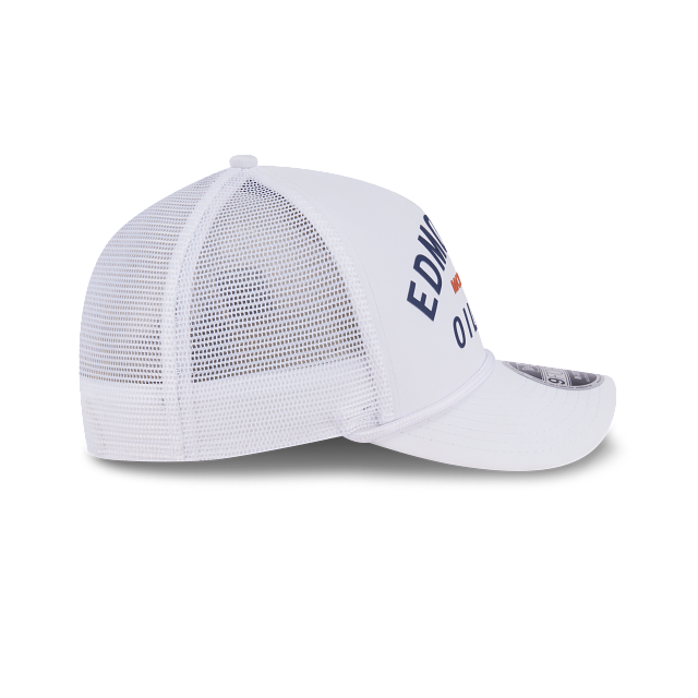 Edmonton Oilers NHL New Era Men's White 9FORTY M-Crown A-Frame Minimalist Trucker Hat