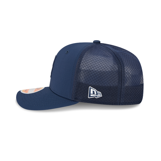 Seattle Seahawks NFL New Era Men's Navy 9Seventy 2025 Sideline Hot Weather Trucker Snapback